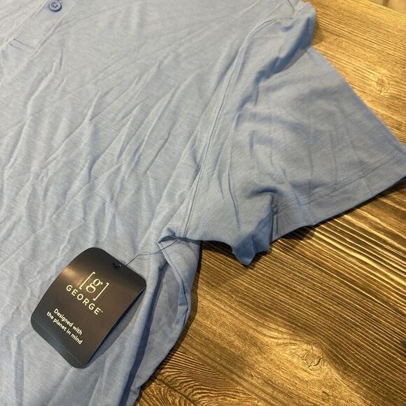 George Men's & Big Men's Blue Polo with Short Sleeves, Size 2XL. NWT. - Picture 5 of 8